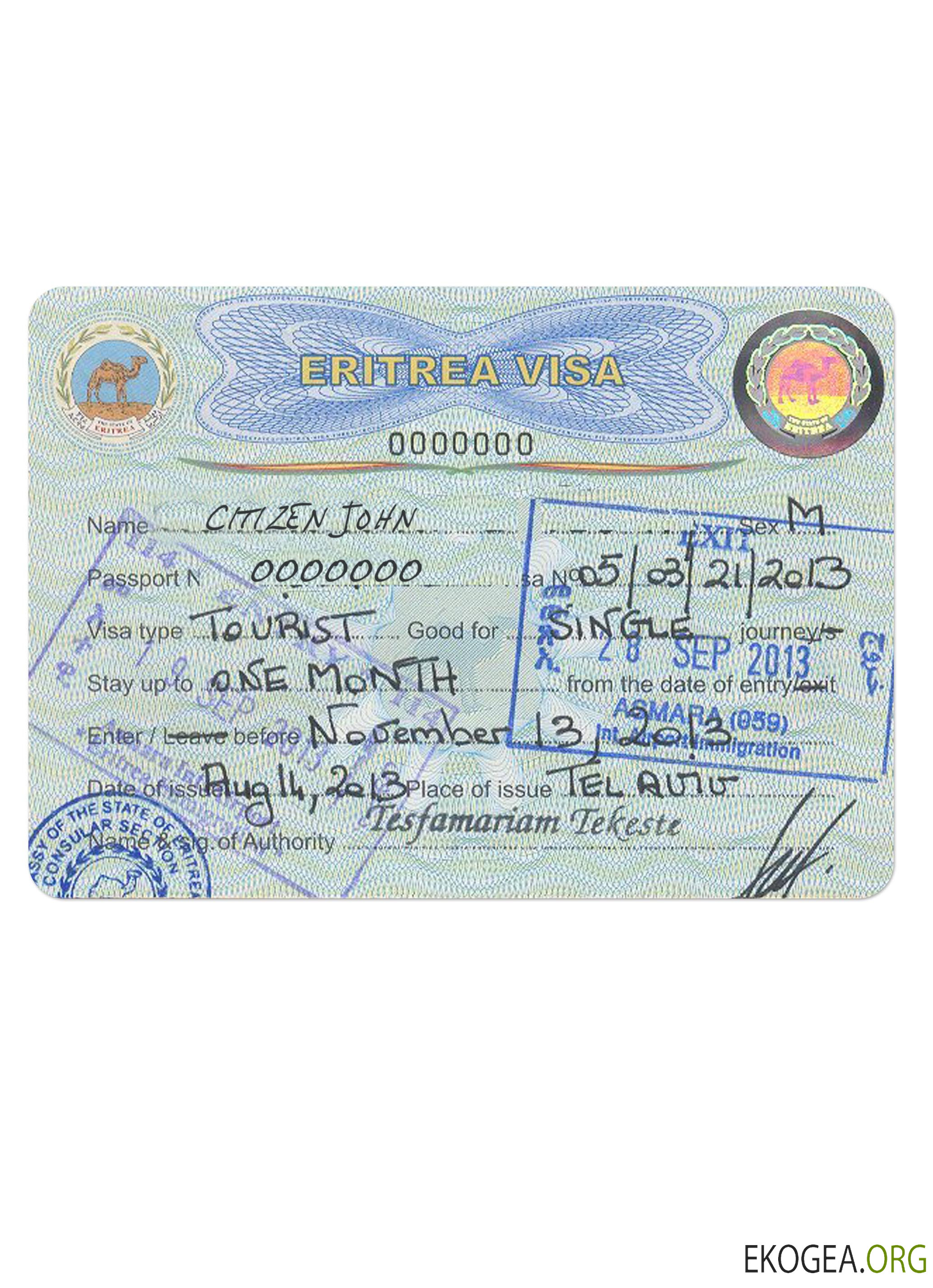 VISA ÉRYTHRÉE version 2